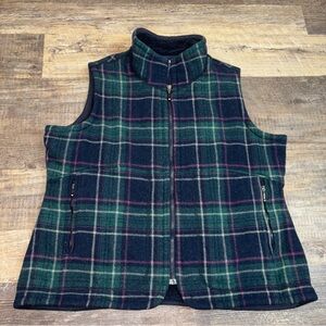 Woolrich Wool Sherpa Lined Tartan Plaid Full Zip Wool Vest Size XL Women’s
